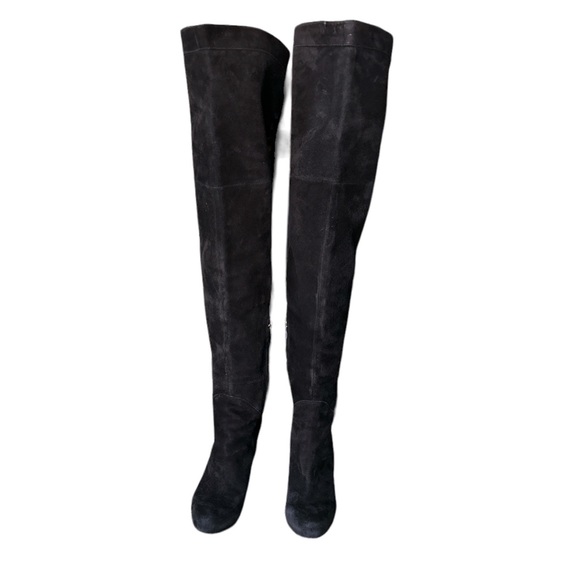 Sam Edelman Kayla Black Suede Over The Knee Heeled Boots - 5 - Picture 6 of 16